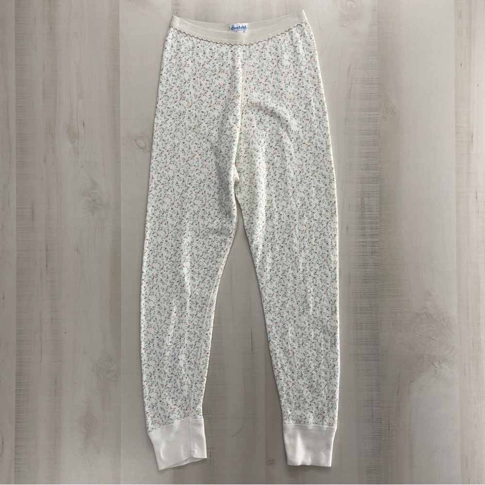vtg 70s DUOFOLD floral layering leggings pants pajamas lounge ski snow warm 10 - Picture 2 of 6